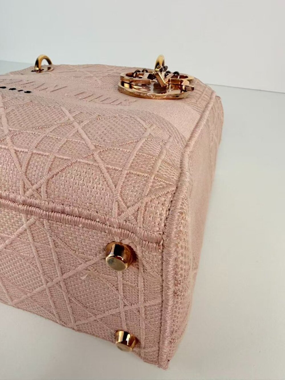 Dior Medium Lady D-Lite Pink Cannage Embroidered Top Handle Shoulder Bag - Picture 13 of 13
